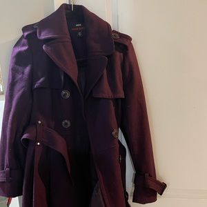 Eggplant Purple Pleated, Hip Length Coat